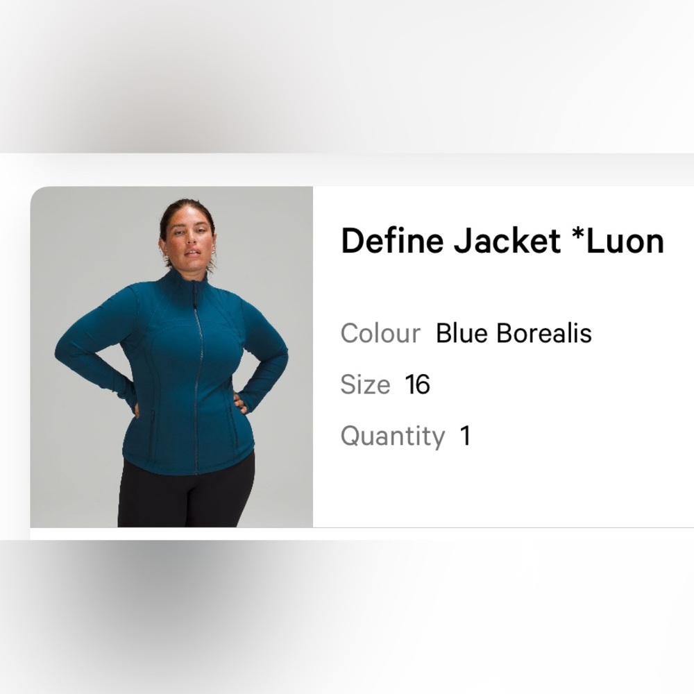 Lululemon define jacket size 16